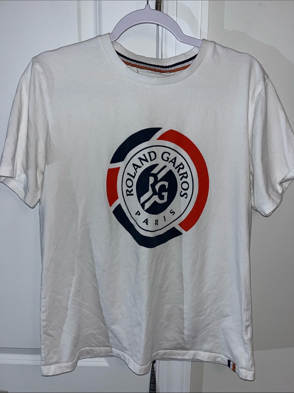 White RG Roland Garros Paris France French Open court tennis T shirt L Cotton